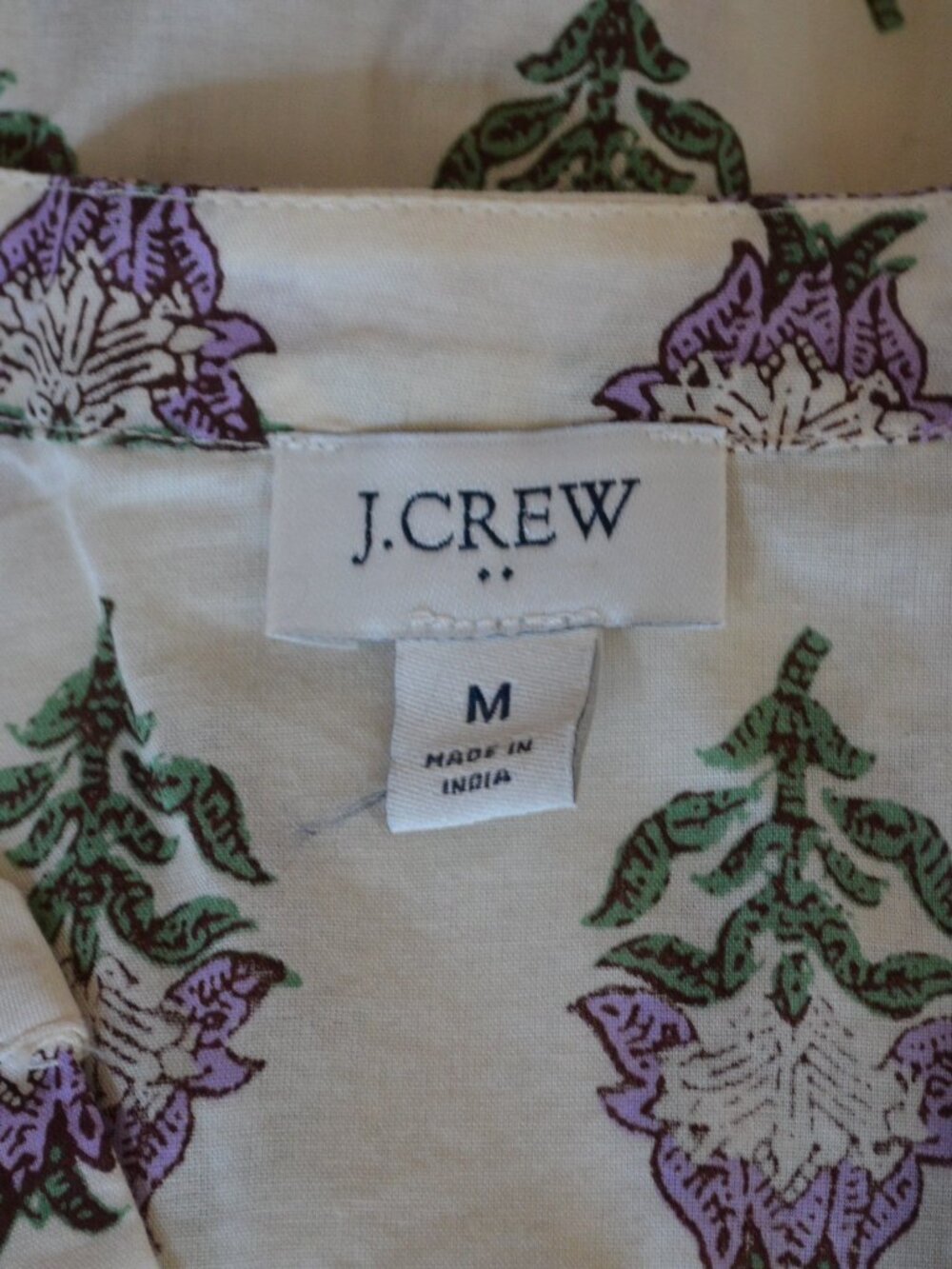J.Crew India Block Print Floral Popover Blouse Size M - Picture 6 of 10
